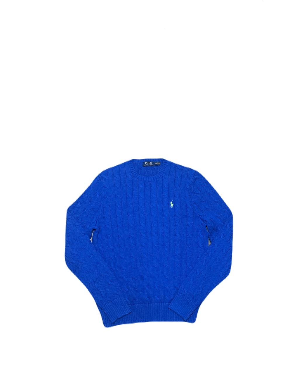 Polo Ralph Lauren Cable Knit Sweater Womens Medium Blue Logo Cotton